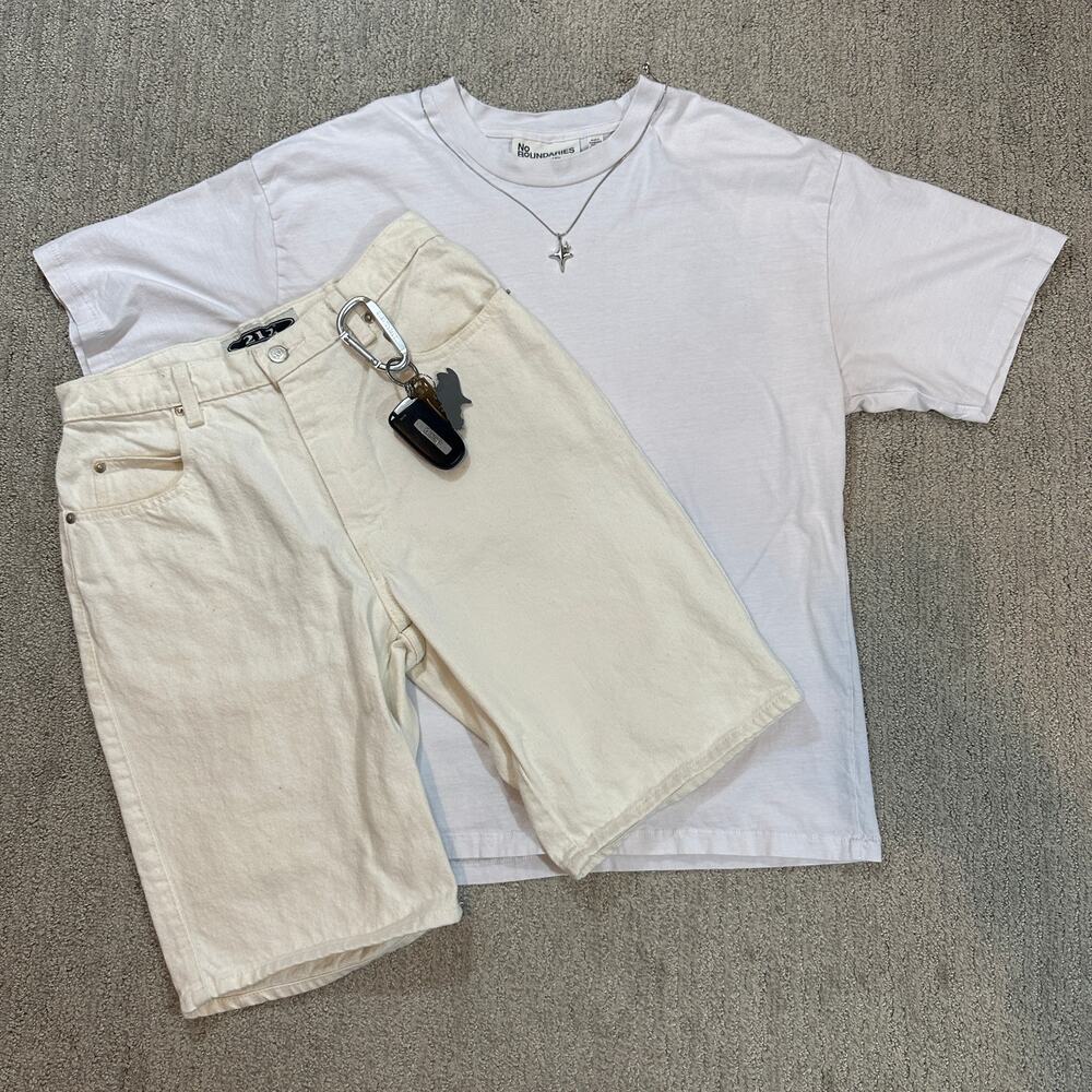 Vintage Surf Style Cream Baggy Jorts